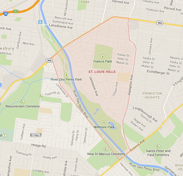 St. Louis Hills Google Map